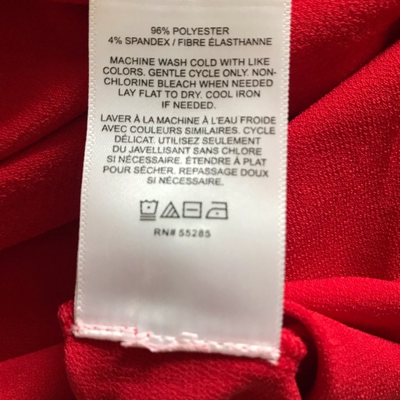 Express Red Faux Wrap V-Neck w/ Ties on Side High/Low Scooped Back Work Dress - Picture 8 of 8